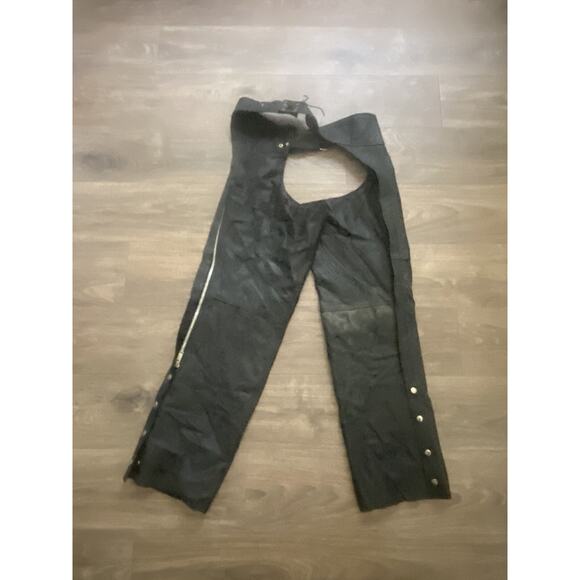 Zony Inc. Leather chaps Mens XXL Black Motorcycle Zipper Size XXL - Picture 7 of 7